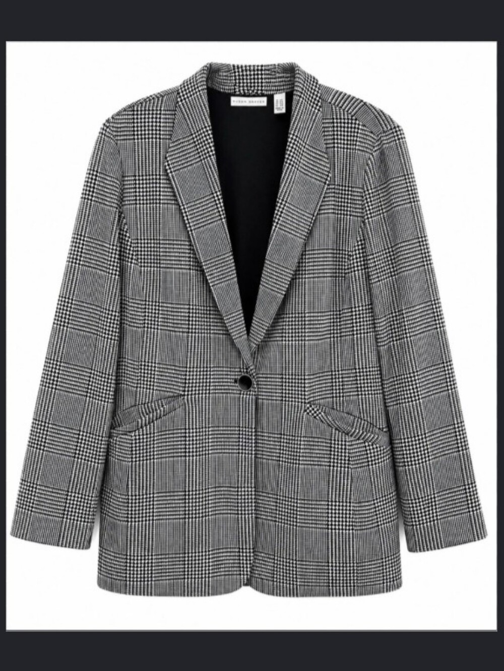 Susan Graver Black And White Houndstooth One Button Blazer Women's Size 1X